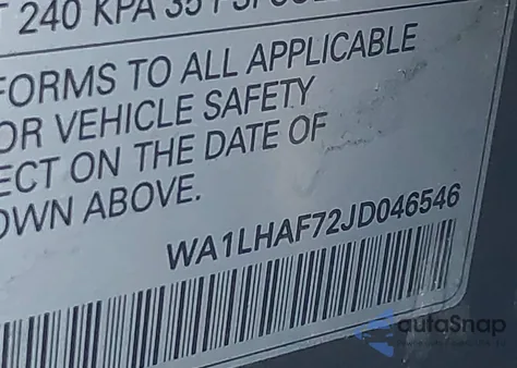 2018 Audi Q7 2.0T Premium from USA, damaged, VIN WA1LHAF72JD046546